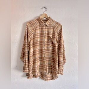 WILFRED FREE Plaid Oversized Boyfriend Button Up Shirt